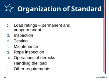 Slide 44: Organization of Standard