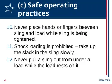 Slide 49: (c) Safe operating practices