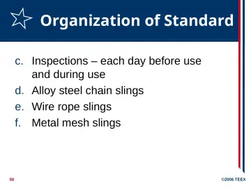 Slide 50: Organization of Standard