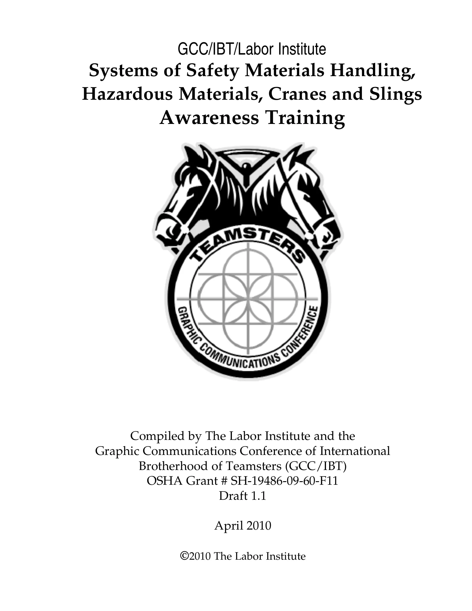 Systems of Safety for Materials Handling, page 1: Awareness Training