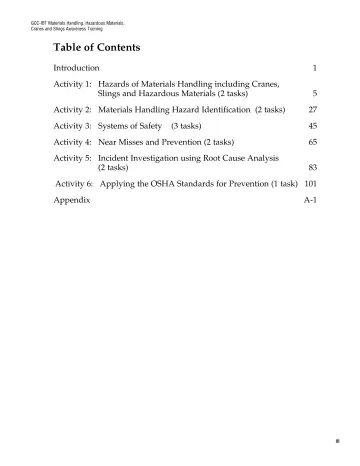 Page 4: Table of Contents