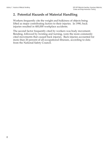 Page 13: 2. Potential Hazards of Material Handling