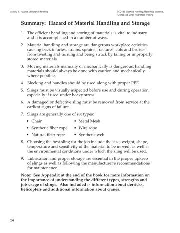 Page 29: Summary: Hazard of Material Handling and Storage