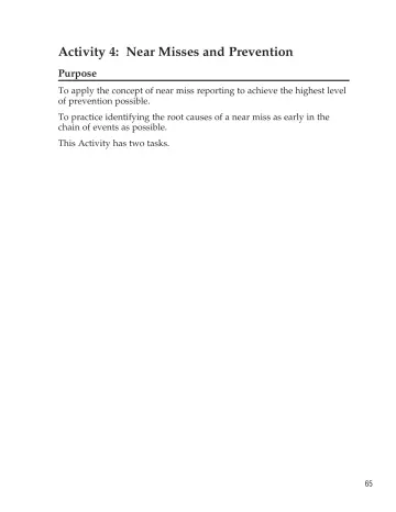 Page 70: Activity 4: Near Misses and Prevention