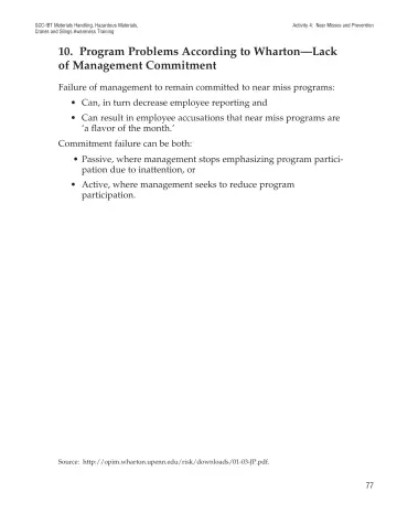 Page 82: 10. Program Problems According to Wharton—Lack of Management Commitment