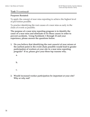 Page 83: Activity 4: Near Misses and Prevention