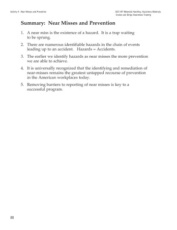 Page 85: Summary: Near Misses and Prevention