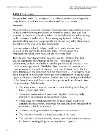 Page 97: Activity 5: Incident Investigation using the Root Cause Analysis