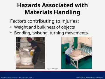 Slide 5: Hazards Associated with Materials Handling