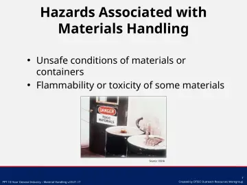 Slide 7: Hazards Associated with Materials Handling