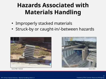 Slide 10: Hazards Associated with Materials Handling