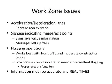 Slide 22: Work Zone Issues