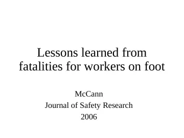 Slide 62: Lessons learned from fatalities for workers on foot