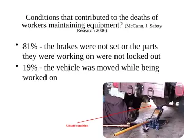Slide 72: 81% - the brakes were not set or the parts they were working on were not locked out