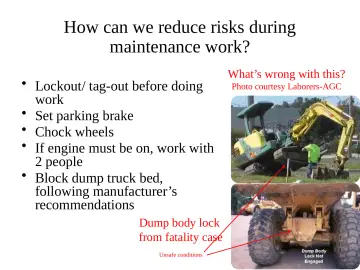 Slide 73: How can we reduce risks during maintenance work?