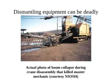 Slide 74: Dismantling equipment can be deadly