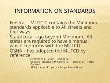 Slide 27: INFORMATION ON STANDARDS