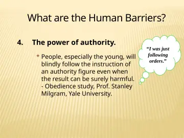 Slide 49: What are the Human Barriers?