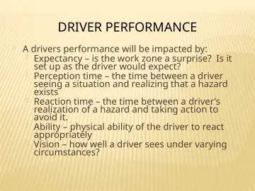 Slide 54: DRIVER PERFORMANCE