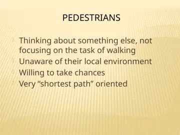 Slide 60: PEDESTRIANS
