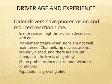 Slide 70: DRIVER AGE AND EXPERIENCE