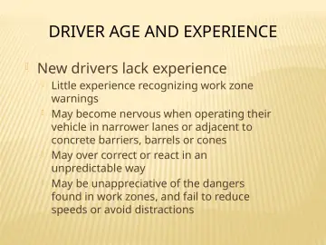 Slide 71: DRIVER AGE AND EXPERIENCE