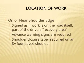 Slide 114: LOCATION OF WORK