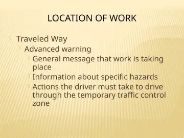 Slide 116: LOCATION OF WORK