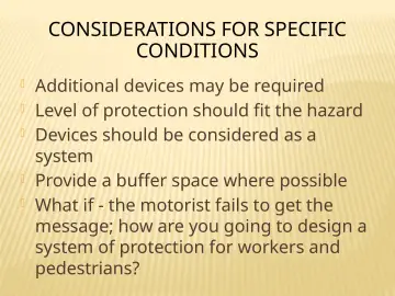 Slide 129: CONSIDERATIONS FOR SPECIFIC