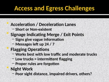 Slide 5: Access and Egress Challenges