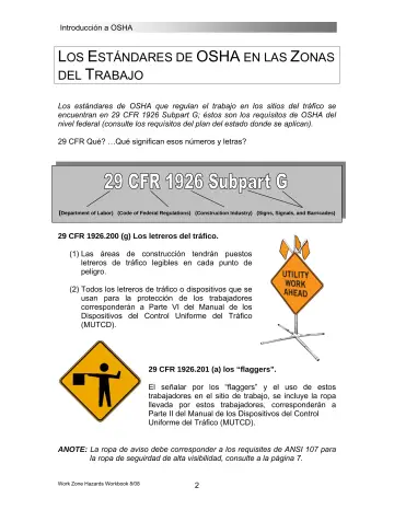 Page 8: LOS ESTÁNDARES DE OSHA EN LAS ZONAS DEL T RABAJO