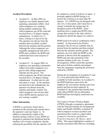 Page 3: be crushed as a result of rollover or upset. A principle applied in ROPS design is to…