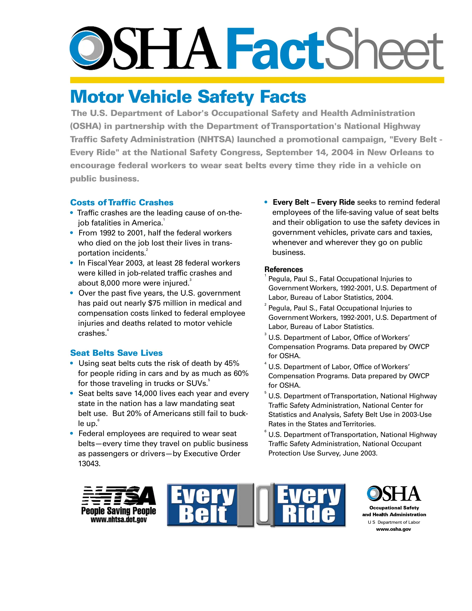 Motor Vehicle Safety Fact Sheet, page 1: FactSheet