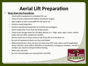 Slide 39: Aerial Lift Preparation