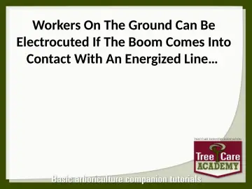 Slide 82: Workers On The Ground Can Be Electrocuted If The Boom Comes Into