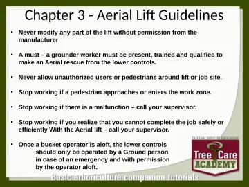 Slide 85: Chapter 3 - Aerial Lift Guidelines