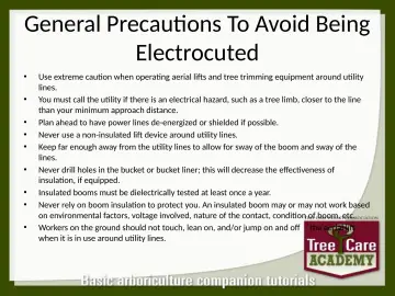 Slide 123: General Precautions To Avoid Being Electrocuted