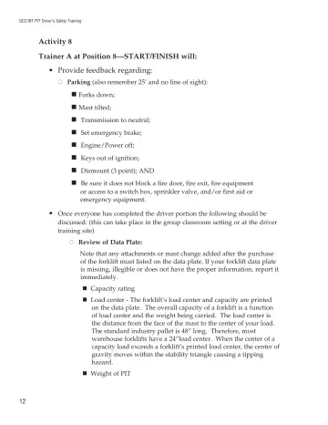 Page 17: Forks down; Mast tilted; Transmission to neutral; Set emergency brake; Engine/Power off…