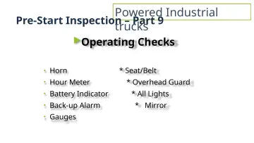 Slide 27: Powered Industrial Pre-Start Inspection – Part 9