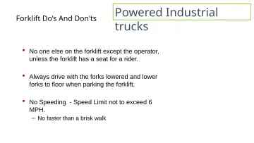 Slide 42: Powered Industrial trucks