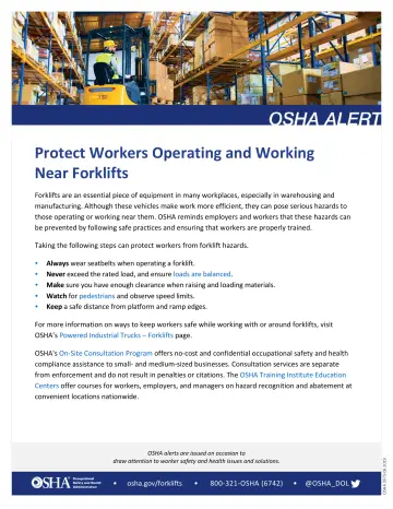 Page 1: Protect Workers Operating and Working Near Forklifts