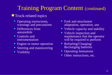 Slide 25: Training Program Content (continued)