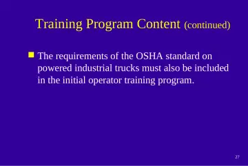 Slide 27: Training Program Content (continued)