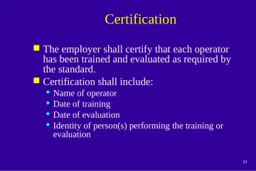 Slide 31: Certification