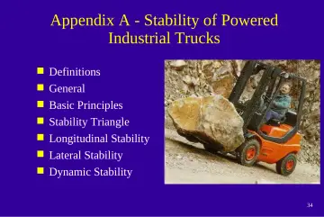 Slide 34: Appendix A - Stability of Powered Industrial Trucks
