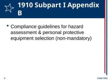 Slide 8: 1910 Subpart I Appendix B