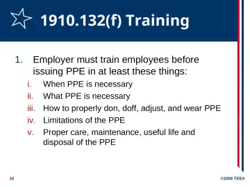 Slide 10: 1910.132(f) Training