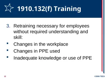 Slide 12: 1910.132(f) Training