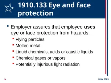 Slide 14: 1910.133 Eye and face protection