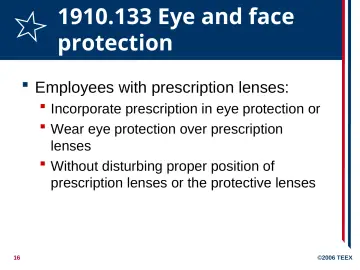 Slide 16: 1910.133 Eye and face protection